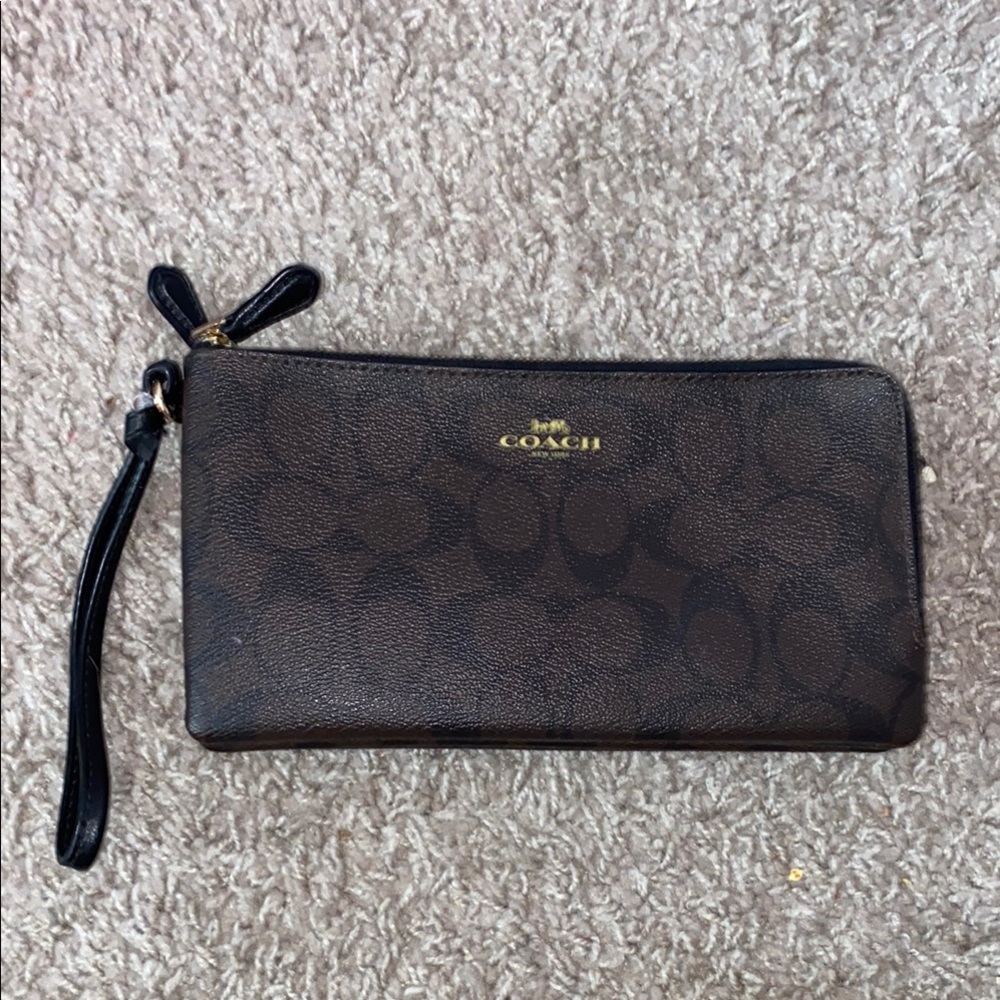 Coach Signature Brown Wristlet